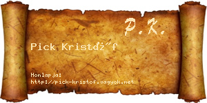 Pick Kristóf névjegykártya